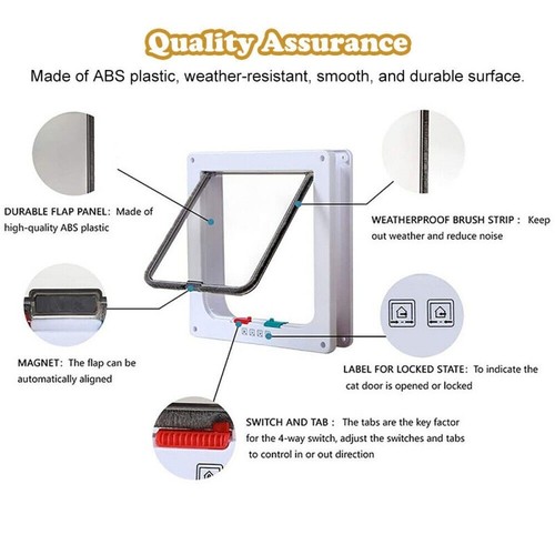 S-XL Sizes 4-Way Pet Dog Cat Safe Lockable Locking Door Brushy Flap Door Screen - Picture 23 of 39