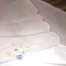 Pure Linen Decorative Piece For Baby’s Cot Or Dressing Table  Scalloped Edge