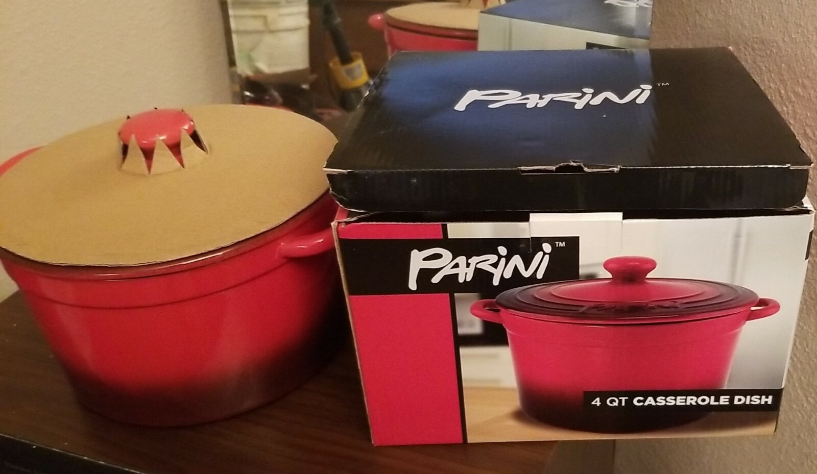 PARINI 4 QT CASSEROLE DISH & LID RED STONEWARE NEW IN BOX eBay