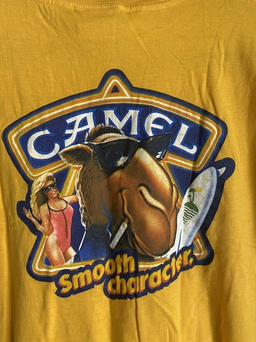 Camel Cigarettes Vintage 80s Shirt Size Large Yellow Smooth Character RareFind - Picture 7 of 7
