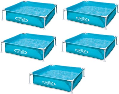 Intex Mini Frame Kiddie 4ft x 4ft x 12in Beginner Frame Swimming Pool (5 Pack)