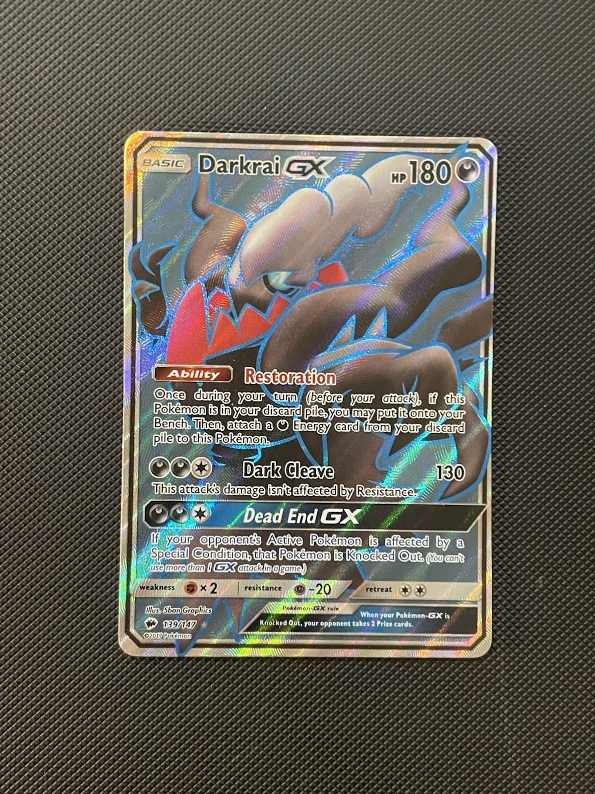 Pokémon TCG Darkrai GX Full Art Ultra Rare Card 139/147 Burning Shadows LP