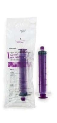 30 McKesson Piston Irrigation Syringes Flat Top w/ enfit Tip 60ML New