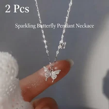 2 Pcs Butterfly Choker Necklace for Women-Delicate Everyday Fashion Jewelry