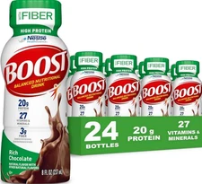BOOST High Protein with Fiber Nutritional Drink, Rich Chocolate- 8 fl oz 24 pack