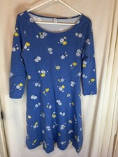Old Navy Dress Women’s M Pull Over Stretchy Cotton Blue Floral Knee Length EUC