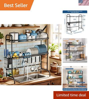 Elegant Stainless Steel Over The Sink Dish Drying Rack, 2-Tier Expandable Design