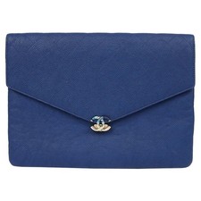 Caviar Cc Logo Flap Clutch Women Blue One Size