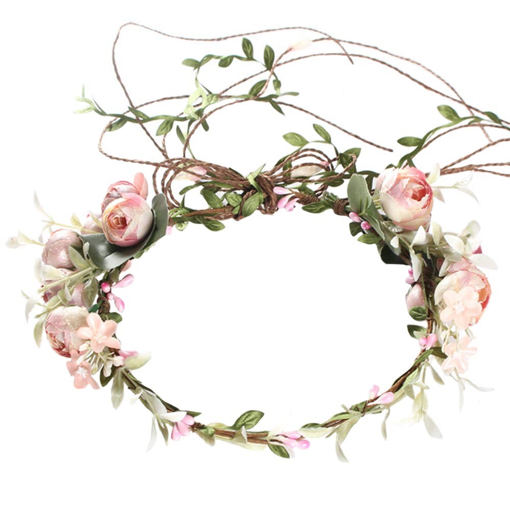 Flower Crown Headband Rose Wreath Garland Hair Bands Floral Wedding Bridal Ha...