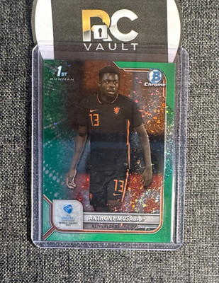 Topps 2022 Bowman Chrome UEFA U21 Anthony Musaba RC Green /99 #47 Netherlands