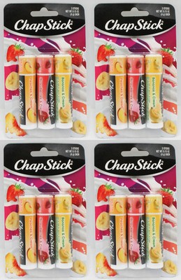 12 ChapStick   Lip Balm Fruit Cream Collection Peach Strawberry Banana