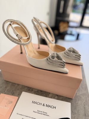 Mach & Mach echte Kristall dreifach Herz Stiletto Heels weiß UK 6,5