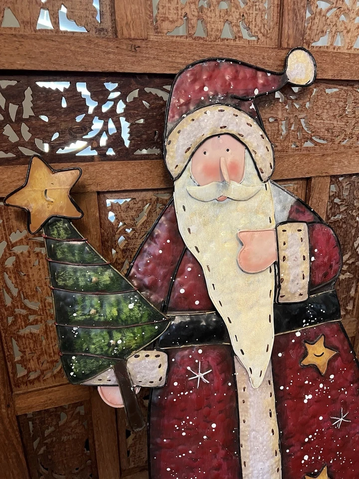 Metal Christmas Santa Wall Decor Hanging Art Handcrafted Metalwork 23x11 - Image 2 of 4