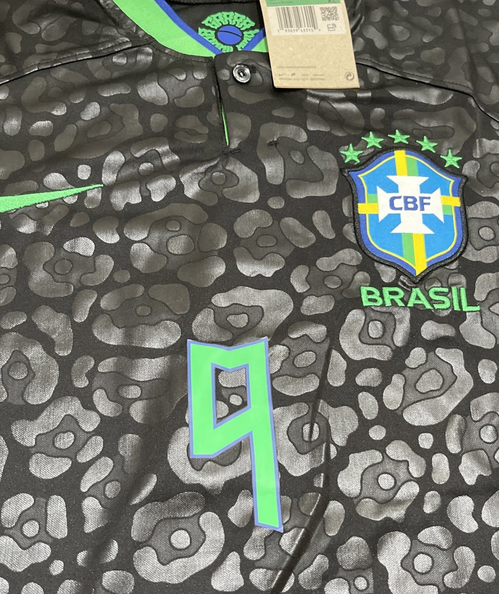 NWT XL Nike Brazil National Team #9 Black Green Soccer Jersey | eBay
