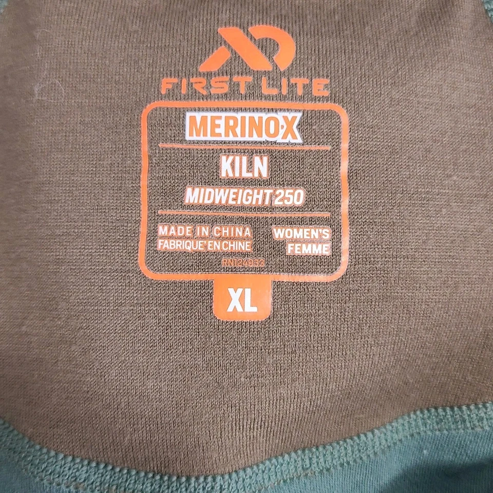 First Lite Women's XL Teal Midweight 250 Merino-X Kiln Hooded Quarter Zip Base - Image 3 of 4