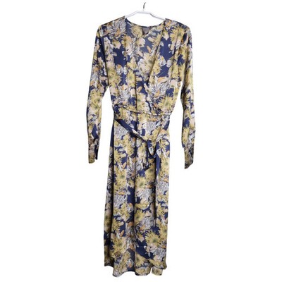 Ichi, Wickelkleid, Größe: M, Blau/Gelb/Mehrfarbig, Polyester, Blumen, Damen #jXC