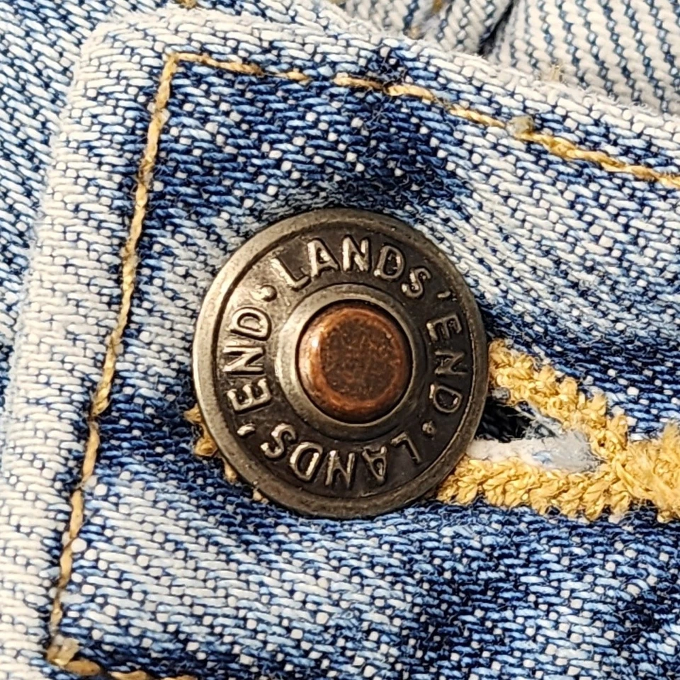 Pantalones de mezclilla Lands End vintage años 90 para mujer 18 ALTOS azul tiro alto cónicos mamá informales Foto 2 de 4