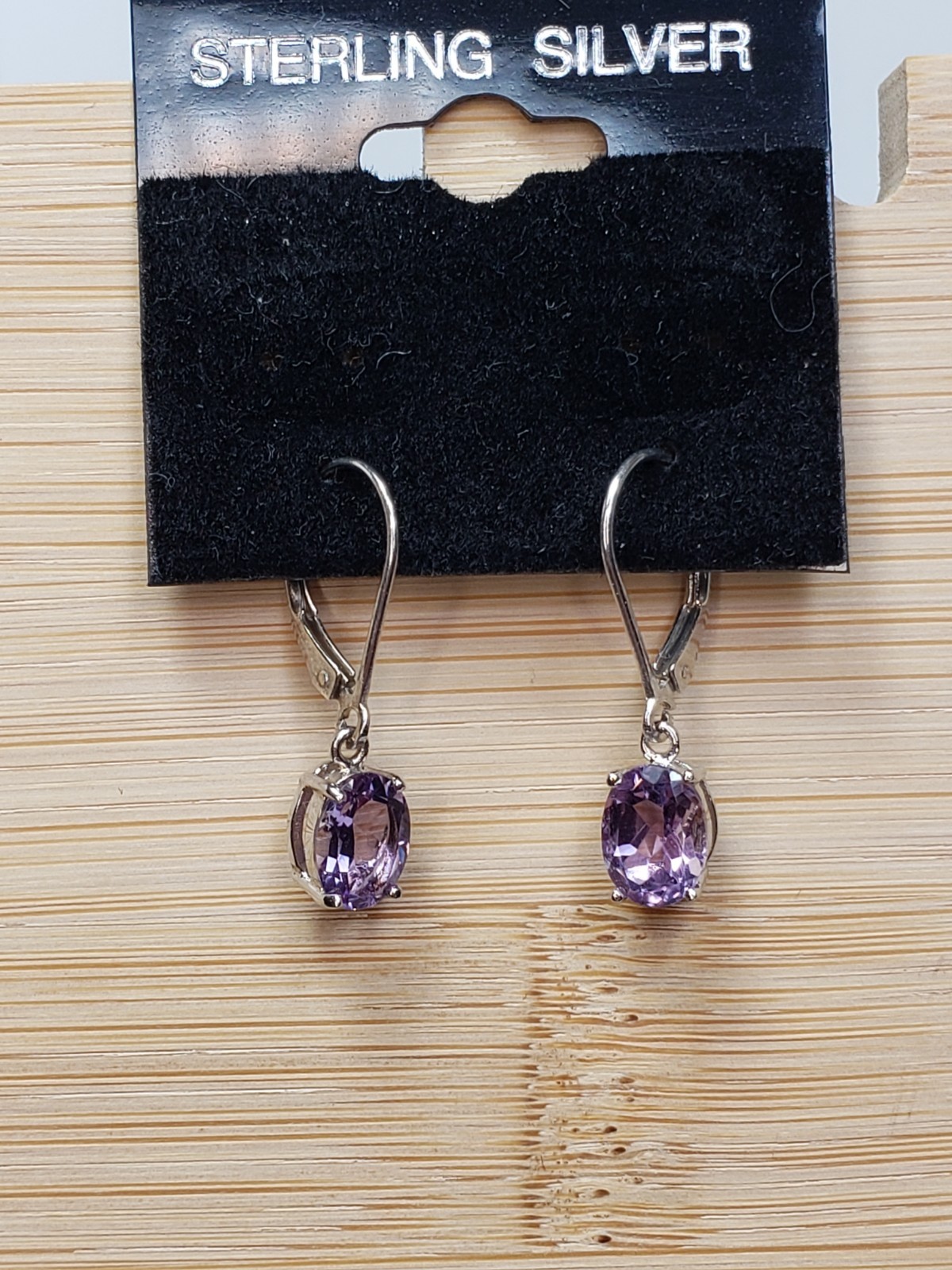 Sterling Silver Lab Amethyst Dangle Earrings 8.3x… - image 3