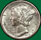 1935-S Mercury Dime Choice Almost Uncirculated AU+/UNC Coin #39250