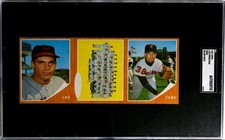 1962 TOPPS #584 TWINS Team + 2 Other Hi# Unique Blank Back No Black Sheet SGC