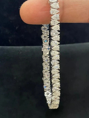 #ad 7 Ct Pear Cut Simulated Diamond Stunning Tennis Bracelet 14K White Gold Plated $169.46