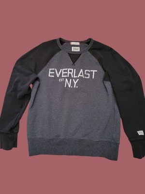 Everlast Men s Sweatshirt M Gray Black Spell Out Long Sleeve Boxing Gym Workout