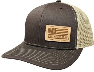 DALLY American Flag 2nd Amendment Leather Patch Mesh Trucker Snapback Hat