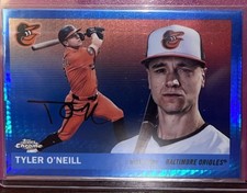 2025 Topps Chrome Platinum Baseball Tyler O’Neil No. 414 BLUE PRISM SP! Orioles!
