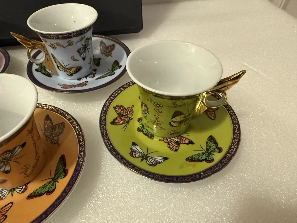 💙Yedi Porcelain Expresso Butterfly Vintage Expresso Cup and Saucer *Set of 5 - Image 4 of 4
