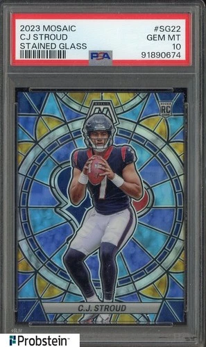 2023 Panini Mosaic Stained Glass #SG22 CJ Stroud Texans RC Rookie PSA 10