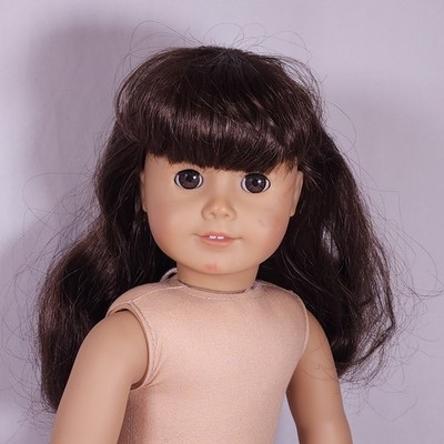 18'' American Girl Doll Samantha Parkington Curly Dark Brown Hair Bangs TLC 