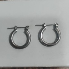 Silver Hoop Earrings Hinged Closure Round 1 Inch Diameter