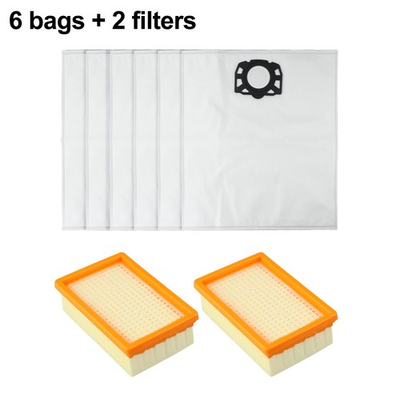 #ad 6 Pack Vacuum Bags 2 Filters for Karcher WD4 WD5 WD6 MV4 MV5 MV6 Cleaners $53.98