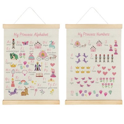 My Princess Alphabet Numbers Wall Decor with Wooden Poster Hanger - Princess ...