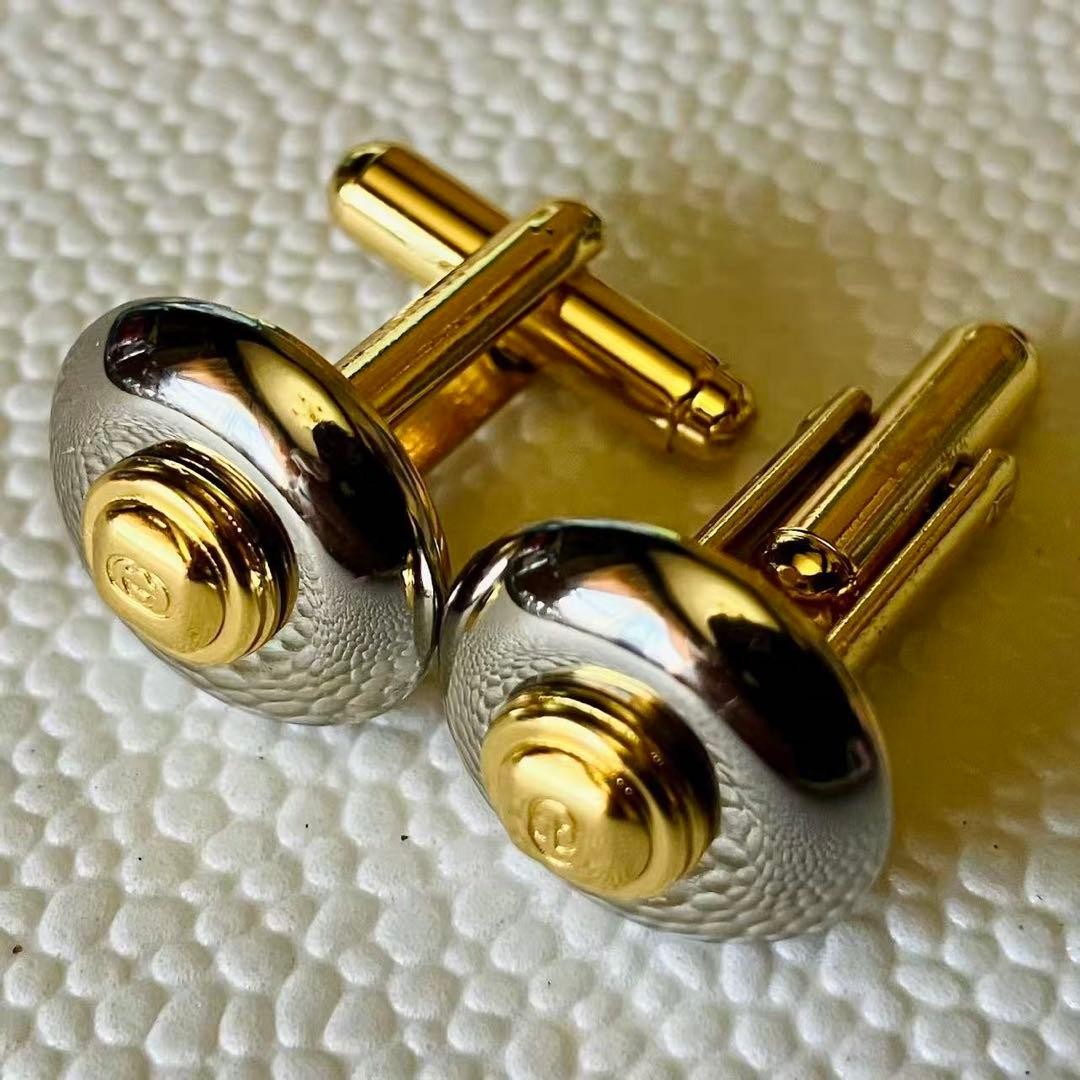 Gucci Old Interlocking Cufflinks Gold Silver GG L… - image 6