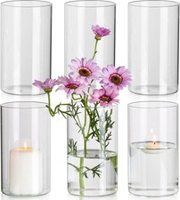 6x Vaso Trasparente vetro per Fiori Vasi Cilindrici Moderni candele 8,5cm tavola