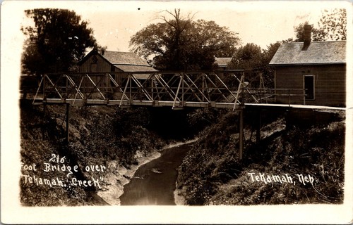 Real Photo Postcard Foot Bridge over Tekamah Creek, Tekamah, Nebraska used 1913