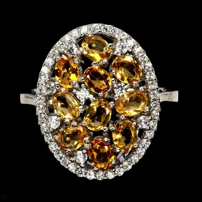 925 Sterlingsilber Ring Oval Citrin 4x3mm Natürlicher Edelstein Schmuck Größe 7 - Bild 1 von 4