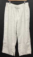 Athleta Retreat Linen High Rise Wide Leg Pants in Undyed Beige Size XL