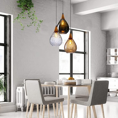 Modern 3-Lights Chandelier Glass Shade Ceiling Fixture Lighting Pendant Lamps