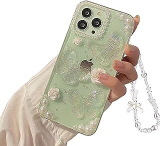 Fycyko Compatible for iPhone 15 Pro 3D Butterfly Floral Clear with Design Aesthe
