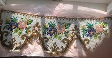 RARE~Stately Antique French Scrolled & Floral  BEADED GLASS Valance