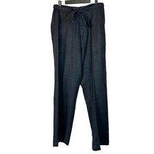 Banana Republic Black Linen Wide Leg Structured Pants Women's Size 12