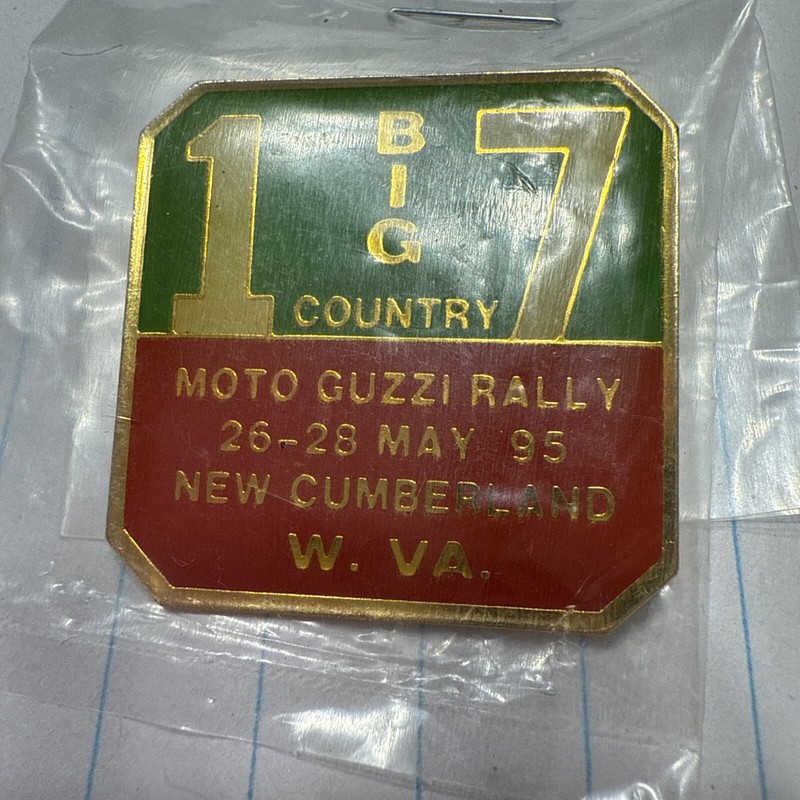 1995 MOTO GUZZI Big Country 17 New Cumberland W.VA Rally Metal Pin NOS