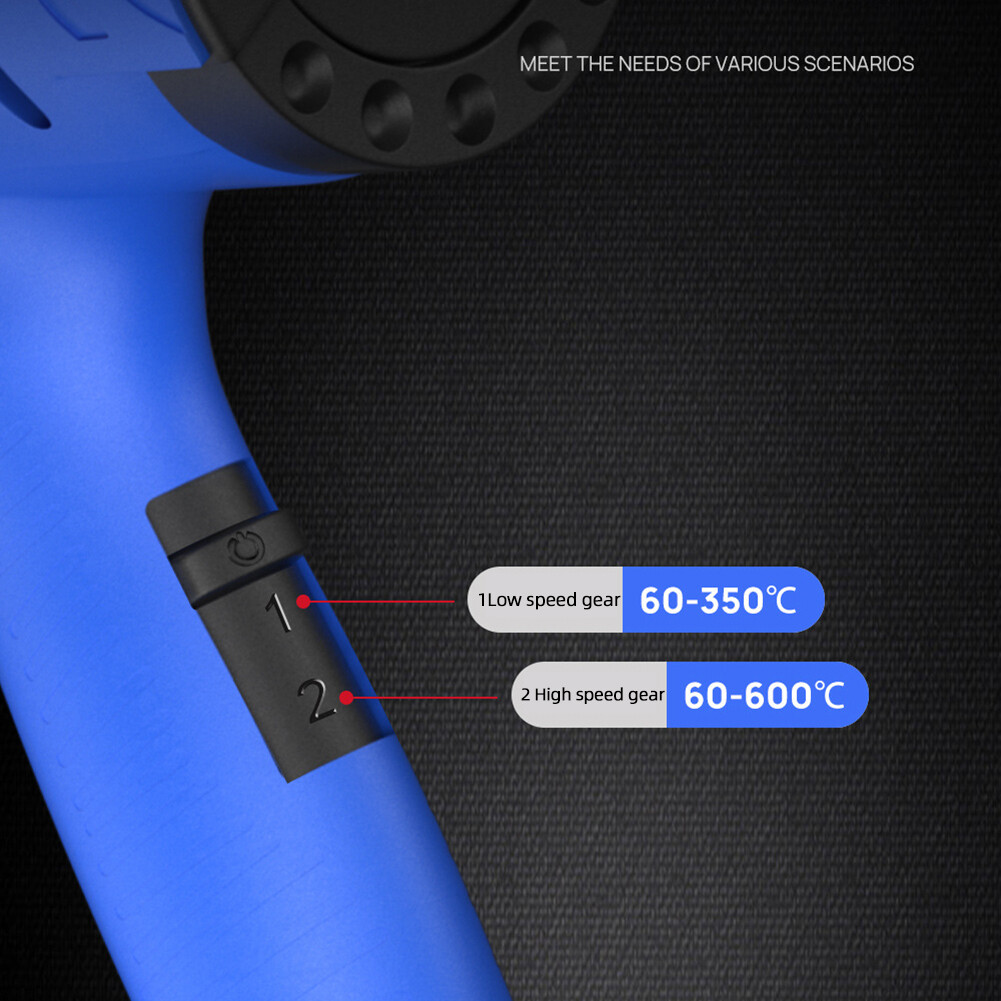2000W Heat Gun with 3 Nozzles Cordless Hot Air Gun for Shrink Wrapping