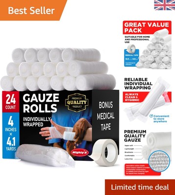 Premium Konformverband 24 Stück - 10 cm x 3,7 m - Einzeln verpackt Mullba...