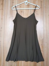 Vintage Express Mini Slip Dress Medium Green USA Y2K Slinky Ballet A-Line