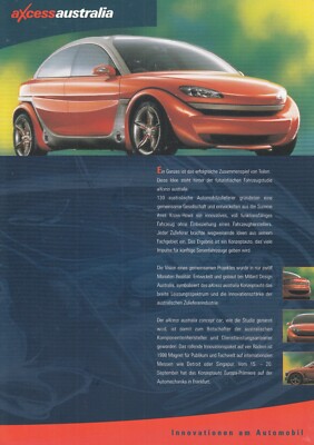 AXCESS Australia Concept Car Prototype Prospekt Brochure AV