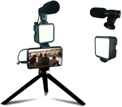 Smartphone Vlogging Set Video Kit With Tripod Microphone LED