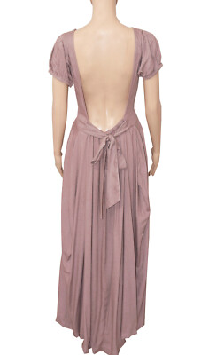 free people jackie midi dress Free People Jackie Midi Puff Sleeve Backless Tie Slim Bodice Romantic Dress  M